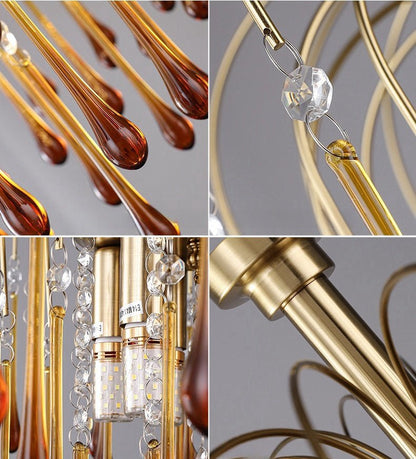 Romantic Raindrop Chandelier - Colorful Crystal Hanging Pendant Light