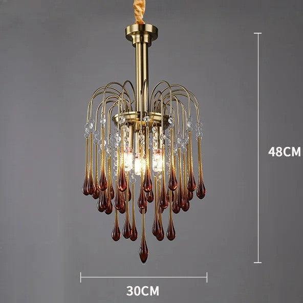 Romantic Raindrop Chandelier - Colorful Crystal Hanging Pendant Light