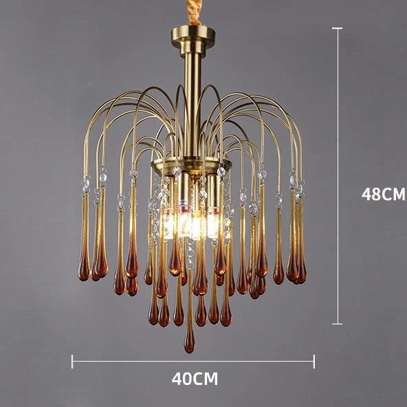 Romantic Raindrop Chandelier - Colorful Crystal Hanging Pendant Light