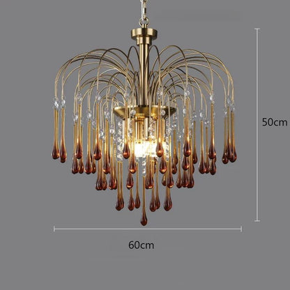 Romantic Raindrop Chandelier - Colorful Crystal Hanging Pendant Light