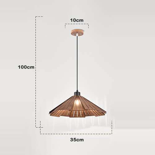 Straw Hat Shape Hanging Lamps - Retro Wooden Lamp for Kitchen Island/Dining - Living Room