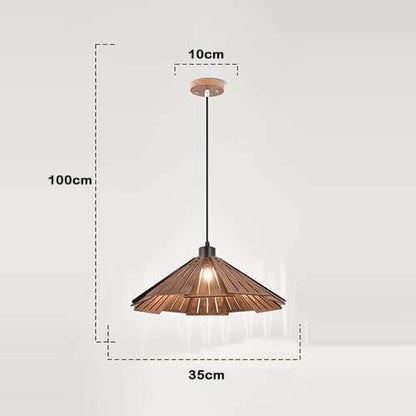 Straw Hat Shape Hanging Lamps - Retro Wooden Lamp for Kitchen Island/Dining - Living Room