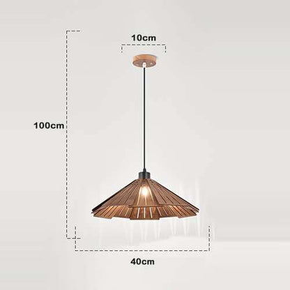 Straw Hat Shape Hanging Lamps - Retro Wooden Lamp for Kitchen Island/Dining - Living Room