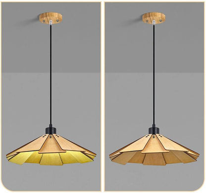 Straw Hat Shape Hanging Lamps - Retro Wooden Lamp for Kitchen Island/Dining - Living Room