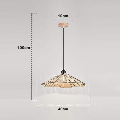 Straw Hat Shape Hanging Lamps - Retro Wooden Lamp for Kitchen Island/Dining - Living Room
