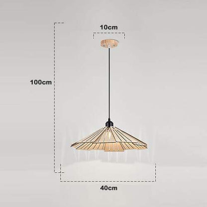 Straw Hat Shape Hanging Lamps - Retro Wooden Lamp for Kitchen Island/Dining - Living Room