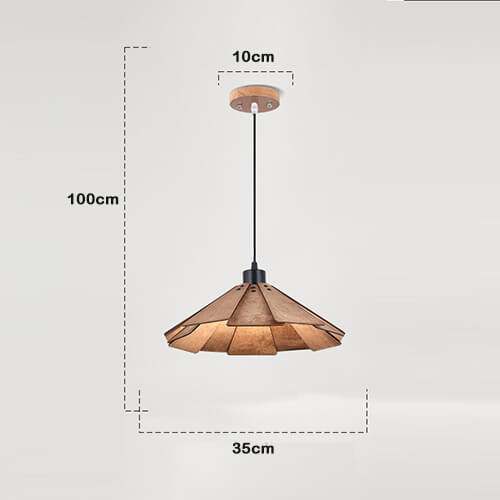 Straw Hat Shape Hanging Lamps - Retro Wooden Lamp for Kitchen Island/Dining - Living Room