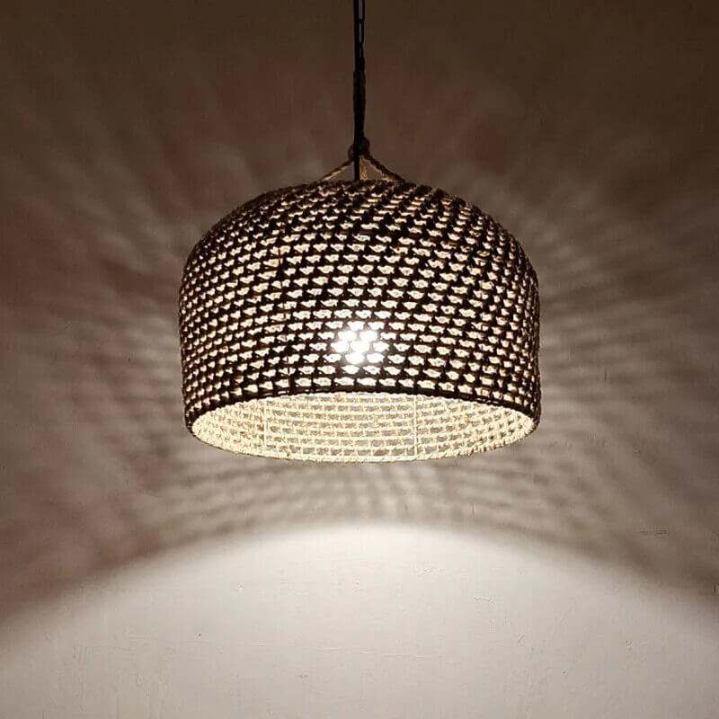Vintage Hemp Rope Pendant Light - Handmade Wicker Lamp - Hemp Rope Light Fixtures