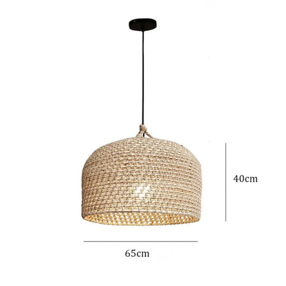 Vintage Hemp Rope Pendant Light - Handmade Wicker Lamp - Hemp Rope Light Fixtures