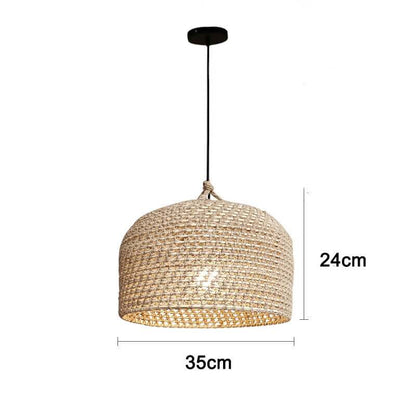 Vintage Hemp Rope Pendant Light - Handmade Wicker Lamp - Hemp Rope Light Fixtures