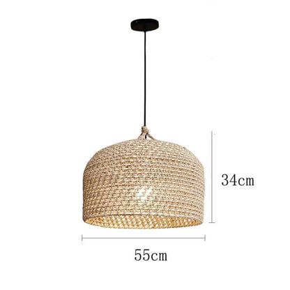 Vintage Hemp Rope Pendant Light - Handmade Wicker Lamp - Hemp Rope Light Fixtures