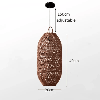 Vintage Rattan Hanging Light Rustic Look