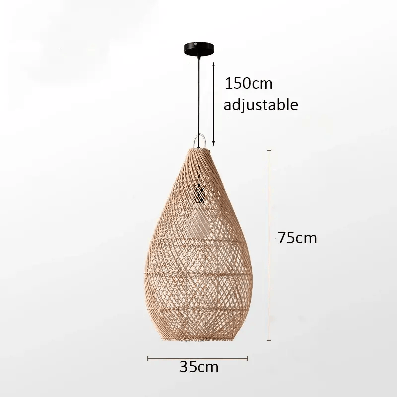 Vintage Rattan Hanging Light Rustic Look