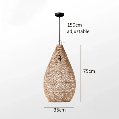 Vintage Rattan Hanging Light Rustic Look