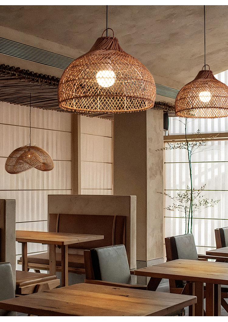Vintage Rattan Hanging Light Rustic Look