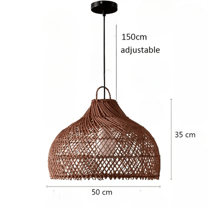 Vintage Rattan Hanging Light Rustic Look