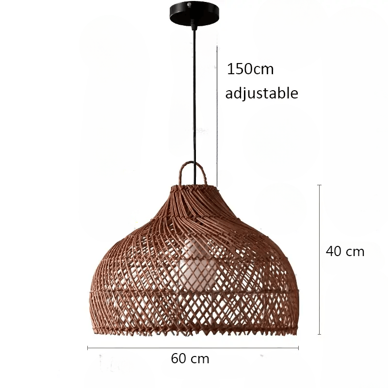 Vintage Rattan Hanging Light Rustic Look