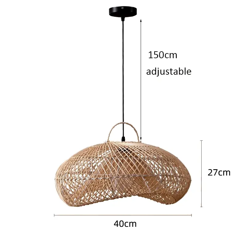 Vintage Rattan Hanging Light Rustic Look