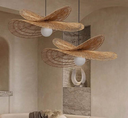 Wabi-Sabi Pendant Lights - Wabi-Sabi Rattan Lamp Double Layered Style