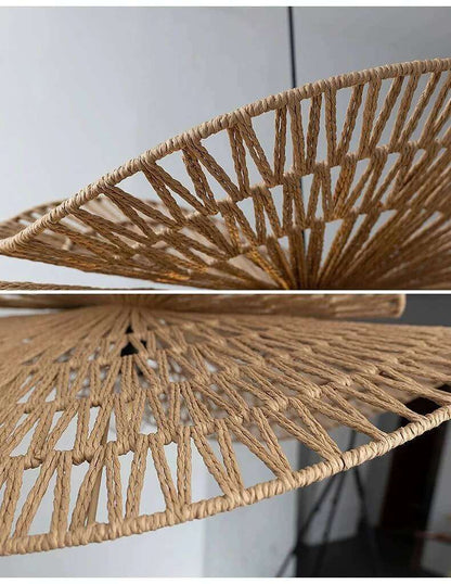 Wabi-Sabi Pendant Lights - Wabi-Sabi Rattan Lamp Double Layered Style