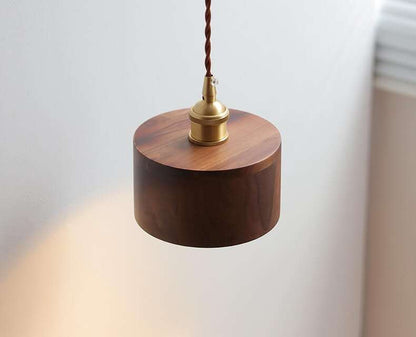 Walnut Wooden Wall Lamp with Copper - Wood Wall Sconce with with Switch Beside