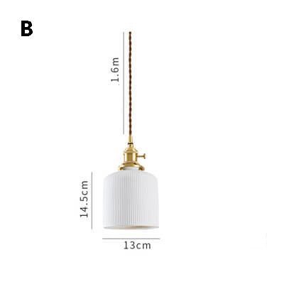 White Ceramic Brass Pendant Light Fixtures - Nordic Japanese Ceramic Pendant Light
