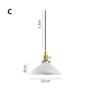 White Ceramic Brass Pendant Light Fixtures - Nordic Japanese Ceramic Pendant Light