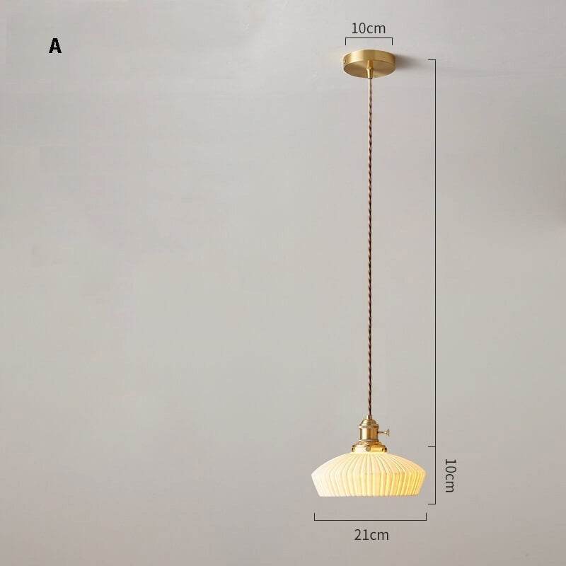 New White Ceramic Pendant Lights - Nordic Japanese Style Hanging Lamp LED