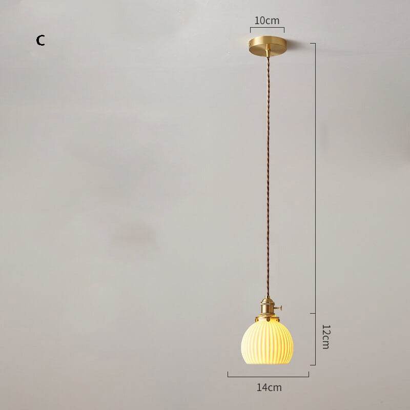 New White Ceramic Pendant Lights - Nordic Japanese Style Hanging Lamp LED