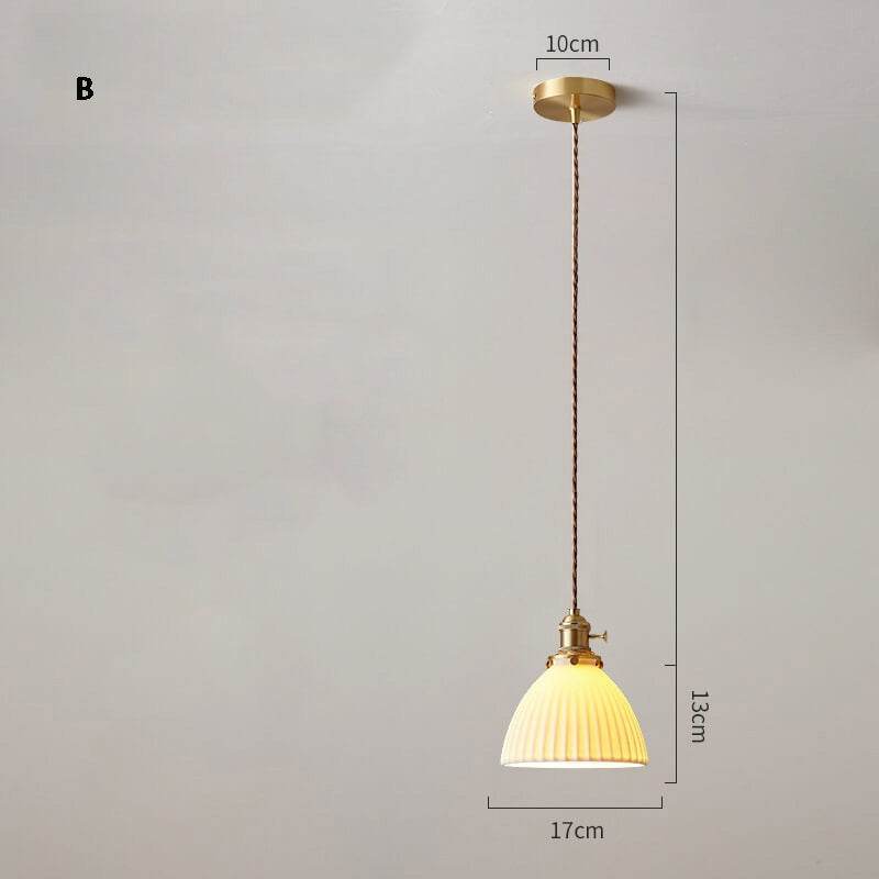 New White Ceramic Pendant Lights - Nordic Japanese Style Hanging Lamp LED
