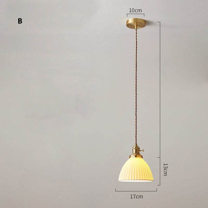 New White Ceramic Pendant Lights - Nordic Japanese Style Hanging Lamp LED