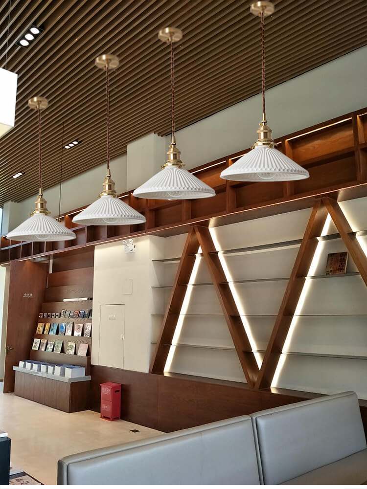 New White Ceramic Pendant Lights - Nordic Japanese Style Hanging Lamp LED