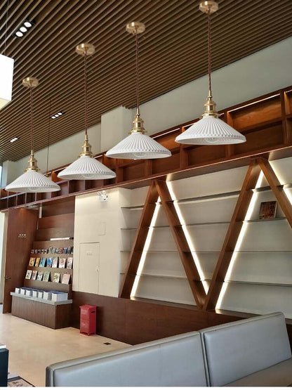 New White Ceramic Pendant Lights - Nordic Japanese Style Hanging Lamp LED