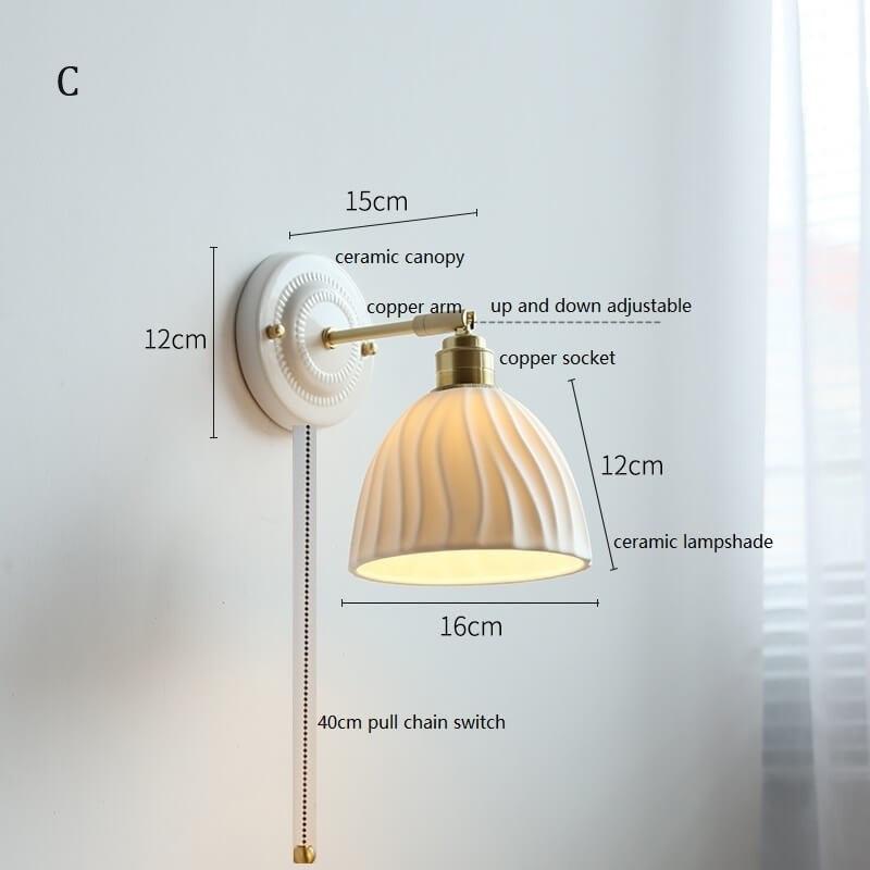 White Ceramic Wall Lamp with Switch and Plugs option - New Modern Ceramic Lampshade