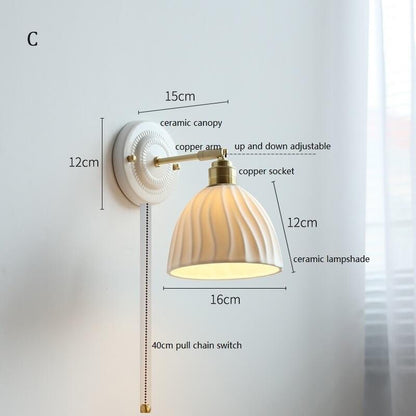 White Ceramic Wall Lamp with Switch and Plugs option - New Modern Ceramic Lampshade