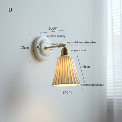White Ceramic Wall Lamp with Switch and Plugs option - New Modern Ceramic Lampshade