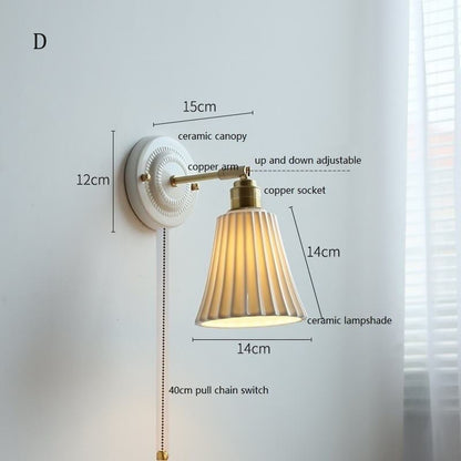 White Ceramic Wall Lamp with Switch and Plugs option - New Modern Ceramic Lampshade