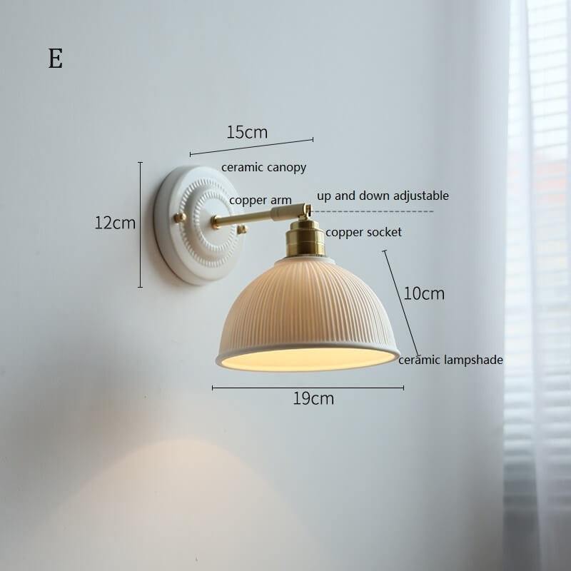 White Ceramic Wall Lamp with Switch and Plugs option - New Modern Ceramic Lampshade