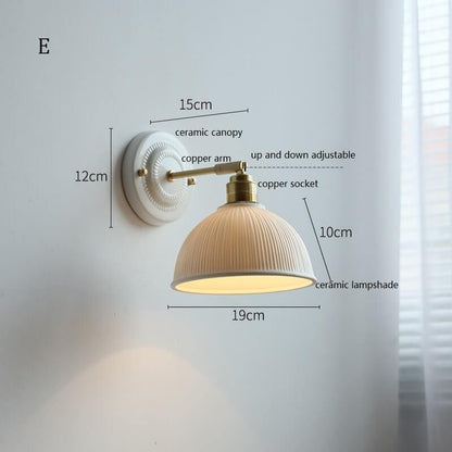 White Ceramic Wall Lamp with Switch and Plugs option - New Modern Ceramic Lampshade