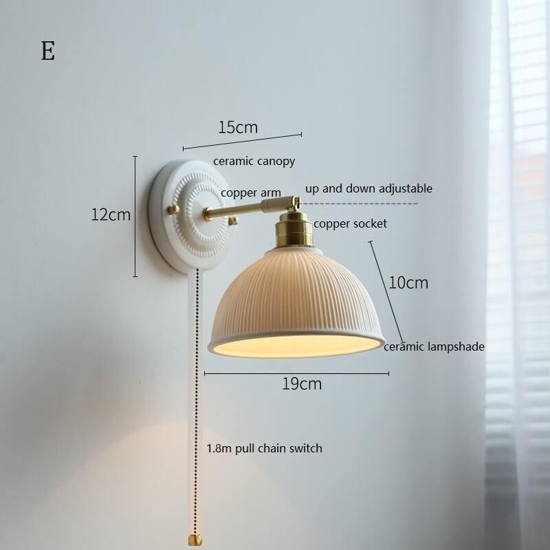 White Ceramic Wall Lamp with Switch and Plugs option - New Modern Ceramic Lampshade