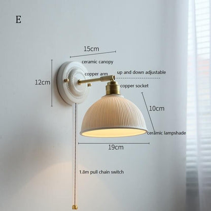 White Ceramic Wall Lamp with Switch and Plugs option - New Modern Ceramic Lampshade