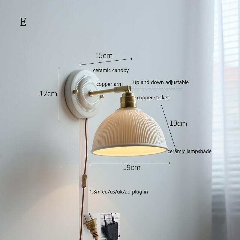 White Ceramic Wall Lamp with Switch and Plugs option - New Modern Ceramic Lampshade
