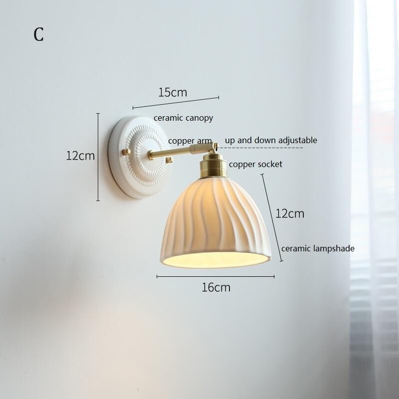 White Ceramic Wall Lamp with Switch and Plugs option - New Modern Ceramic Lampshade