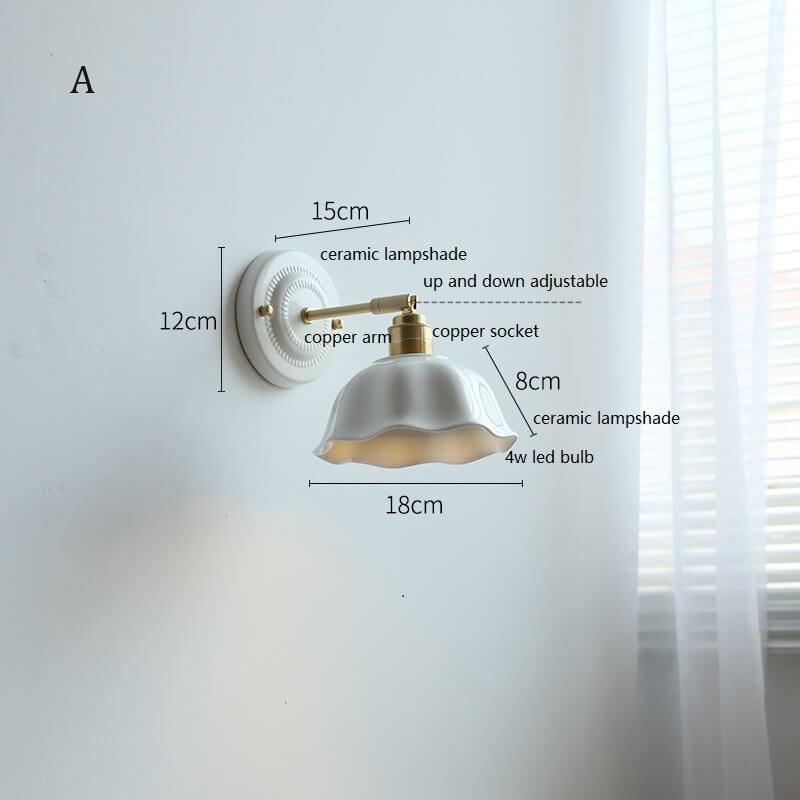 White Ceramic Wall Lamp with Switch and Plugs option - New Modern Ceramic Lampshade