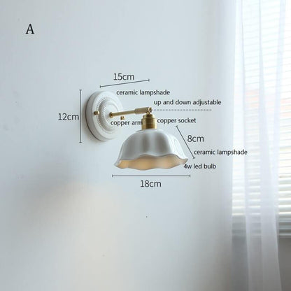 White Ceramic Wall Lamp with Switch and Plugs option - New Modern Ceramic Lampshade