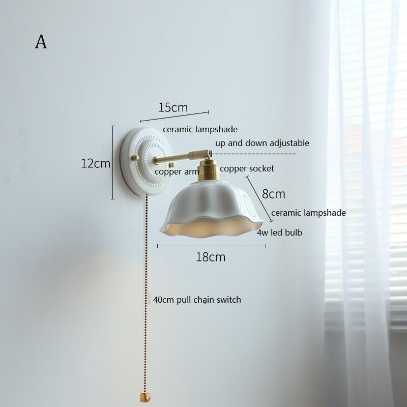 White Ceramic Wall Lamp with Switch and Plugs option - New Modern Ceramic Lampshade