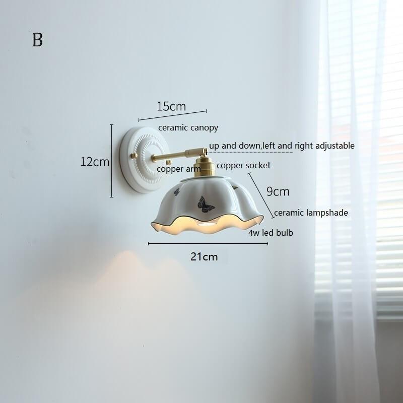 White Ceramic Wall Lamp with Switch and Plugs option - New Modern Ceramic Lampshade