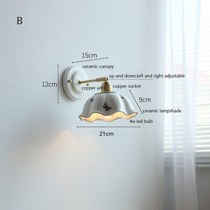 White Ceramic Wall Lamp with Switch and Plugs option - New Modern Ceramic Lampshade