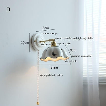 White Ceramic Wall Lamp with Switch and Plugs option - New Modern Ceramic Lampshade