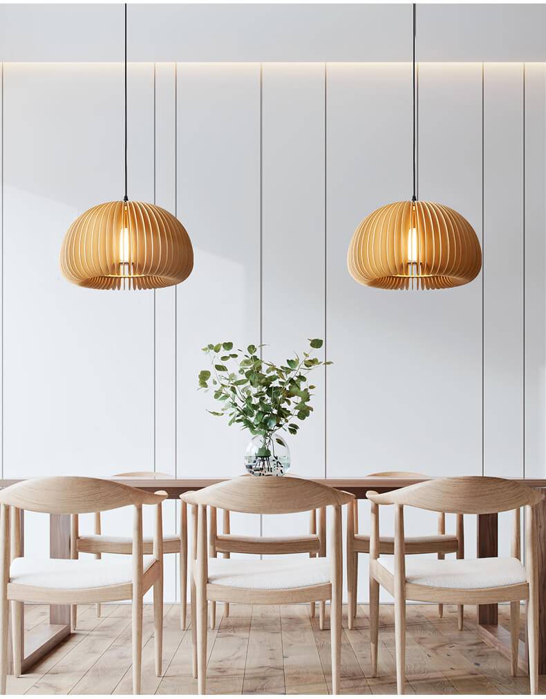 Wood birdcage Pendant Light - Japanese Style Retro Wooden Lamp